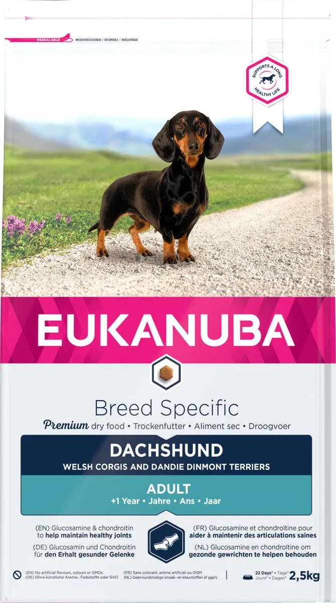 Eukanuba Dachshund/Teckel Hondenvoer - Kip 2,5 kg