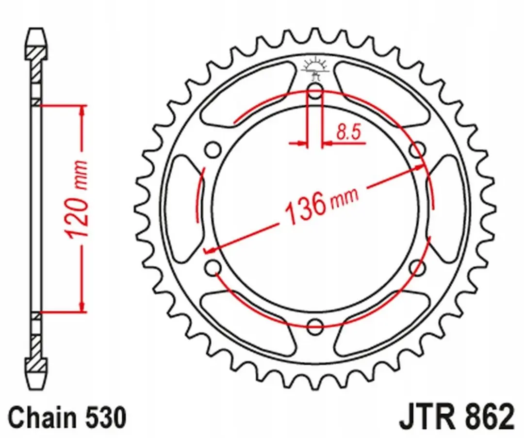 JT Achtertandwiel 46T voor Yamaha FZ600/XJ600