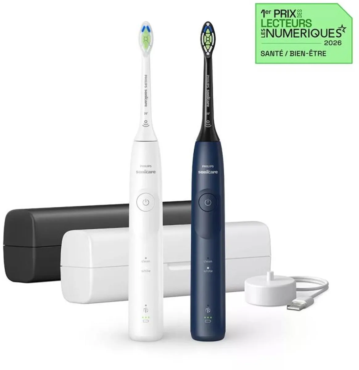 Philips Sonicare 5500 HX7119/01 Elektrische Tandenborstel - Wit & Blauw - 2 Stuks - afbeelding 6 van 6