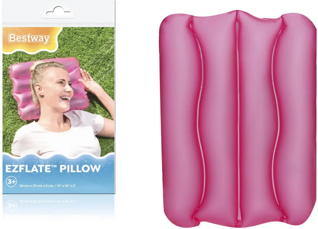 Opblaasbaar kussen 38 x 25 cm roze Bestway 52127