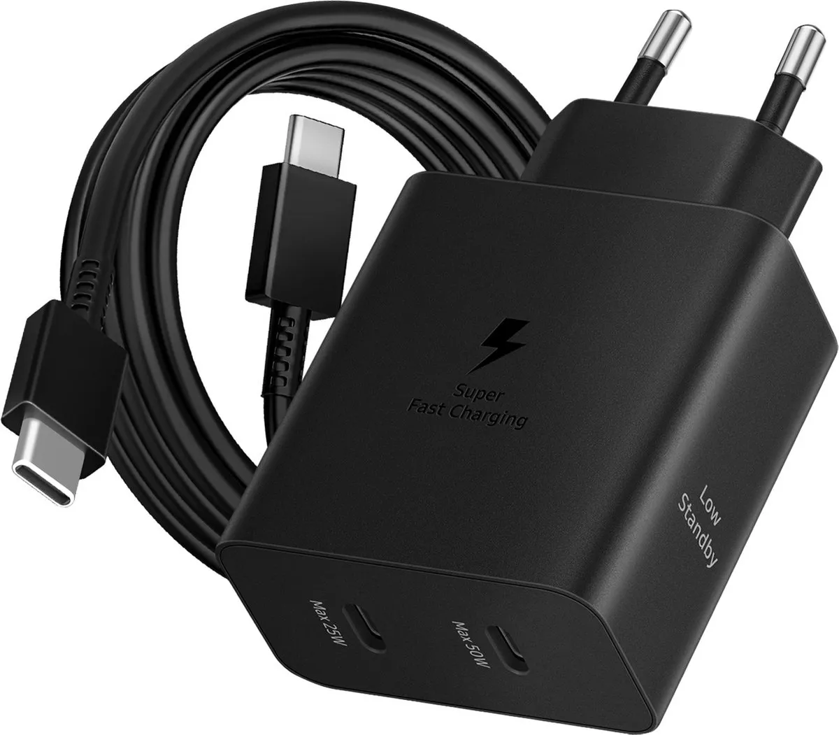 Samsung Power Adapter Duo EP-T5020XBEGEU 50W - USB-C - 1.8m - Zwart