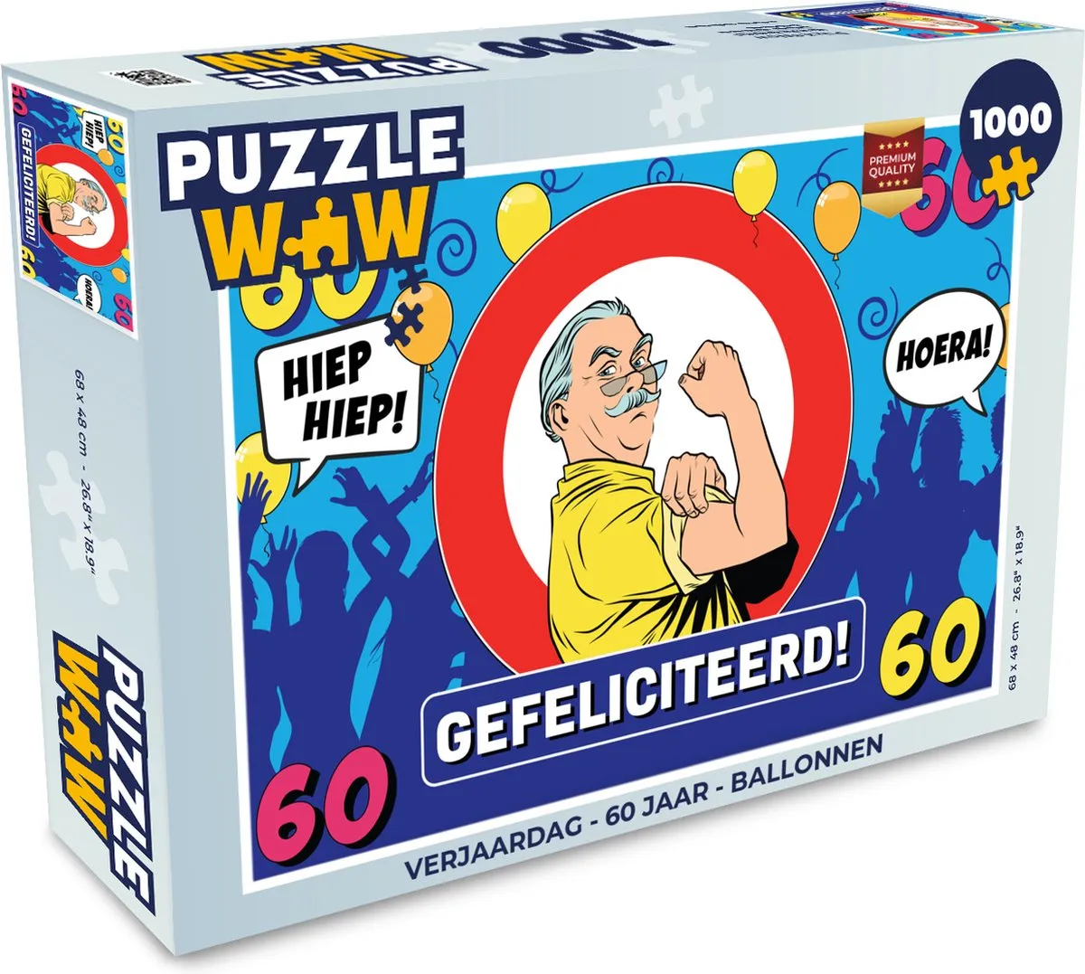 PuzzleWow Verjaardag 60 Jaar Legpuzzel 1000 Stuks - Multicolor