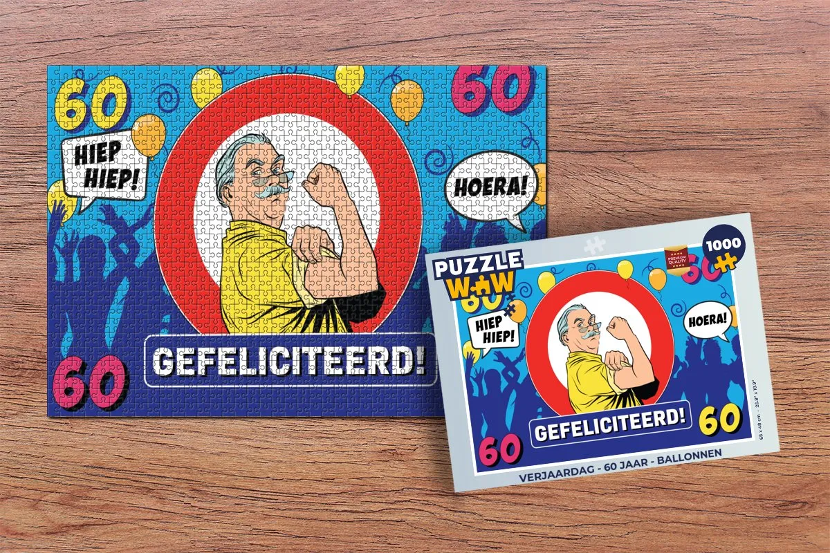 PuzzleWow Verjaardag 60 Jaar Legpuzzel 1000 Stuks - Multicolor
