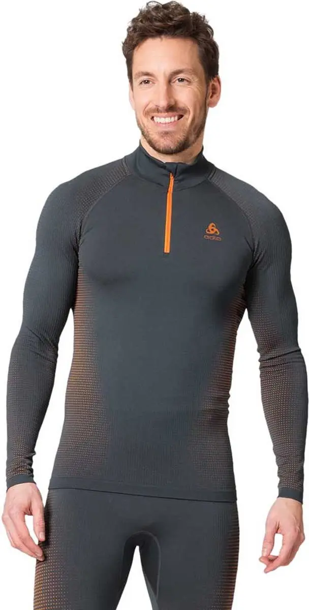 Odlo Shirt Lange Mouwen Halve Rits Performance Warm ECO GRIJS