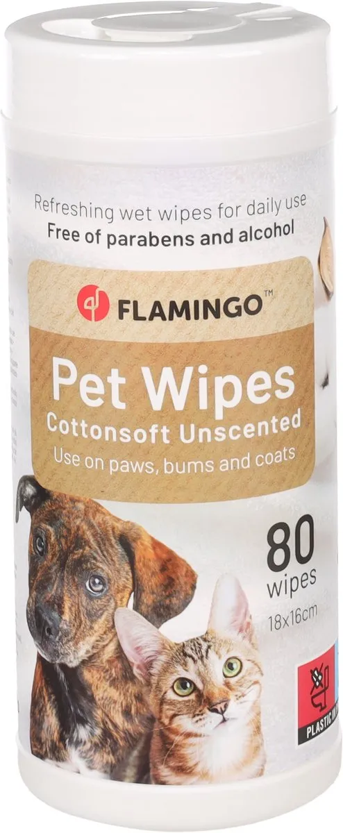 Flamingo Vochtige Doekjes Honden Katten 80 Stuks