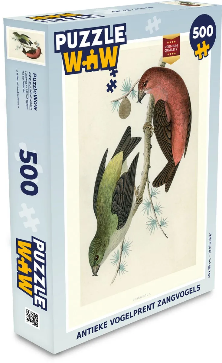 PuzzleWow Antieke Vogelprent Zangvogels Legpuzzel 500 Stuks