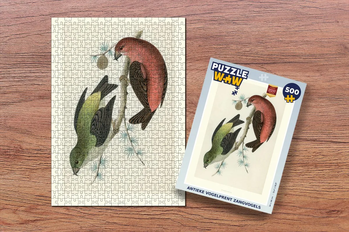 PuzzleWow Antieke Vogelprent Zangvogels Legpuzzel 500 Stuks - Multicolor