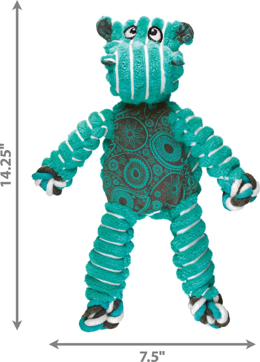 KONG Floppy Knots Hondenspeelgoed M/L - Nijlpaard - Groen/Blauw