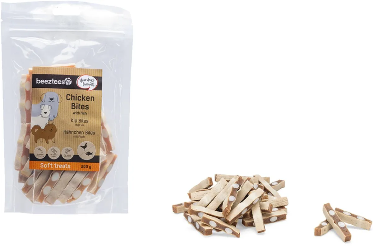 Beeztees Tasty Treats Kip Bites met Vis - Kleine Hondenkoekjes 200g