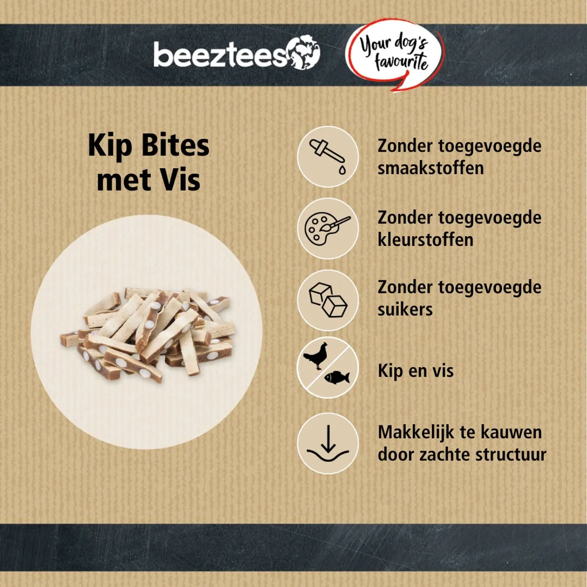 Beeztees Tasty Treats Kip Bites met Vis - Kleine Hondenkoekjes 200g