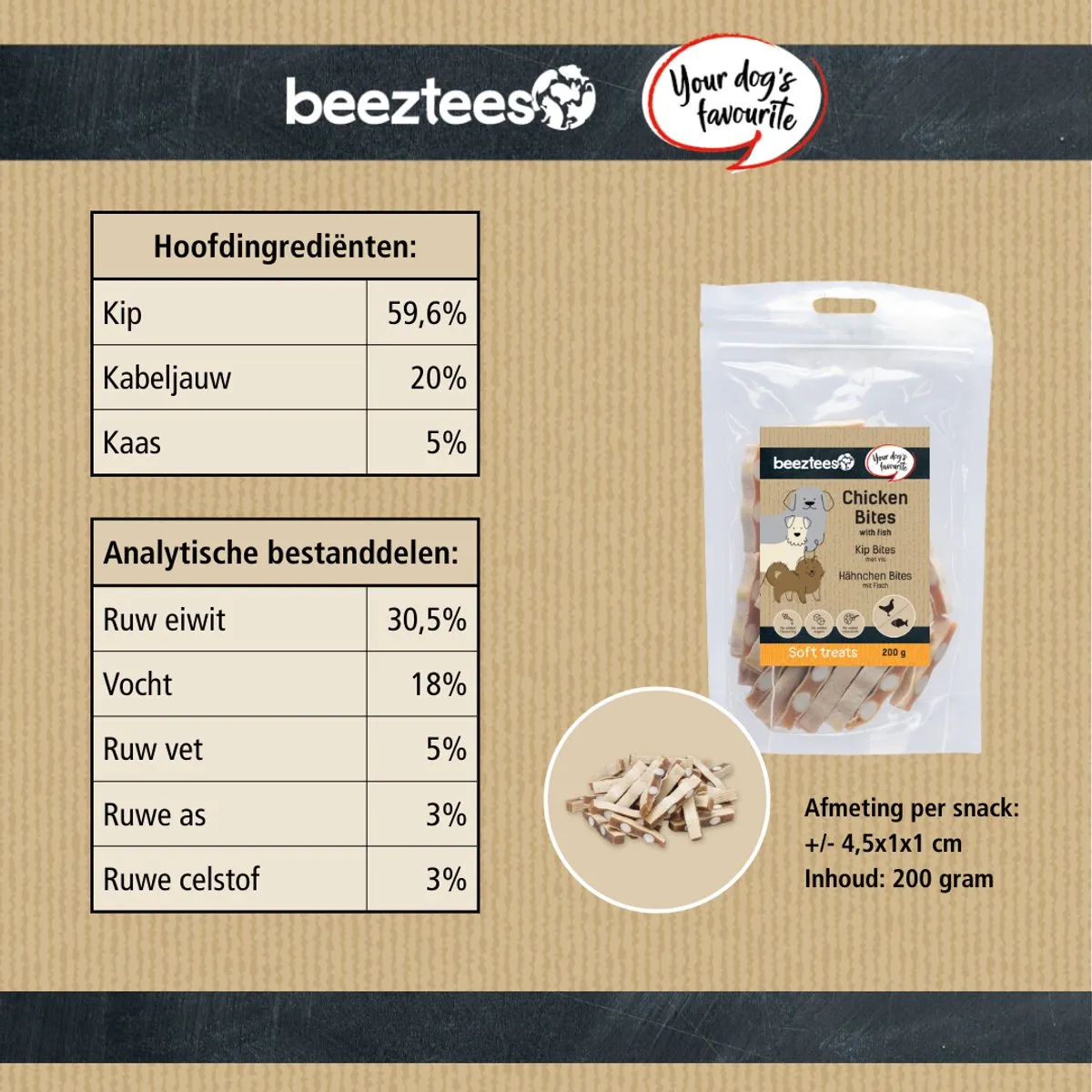 Beeztees Tasty Treats Kip Bites met Vis - Kleine Hondenkoekjes 200g