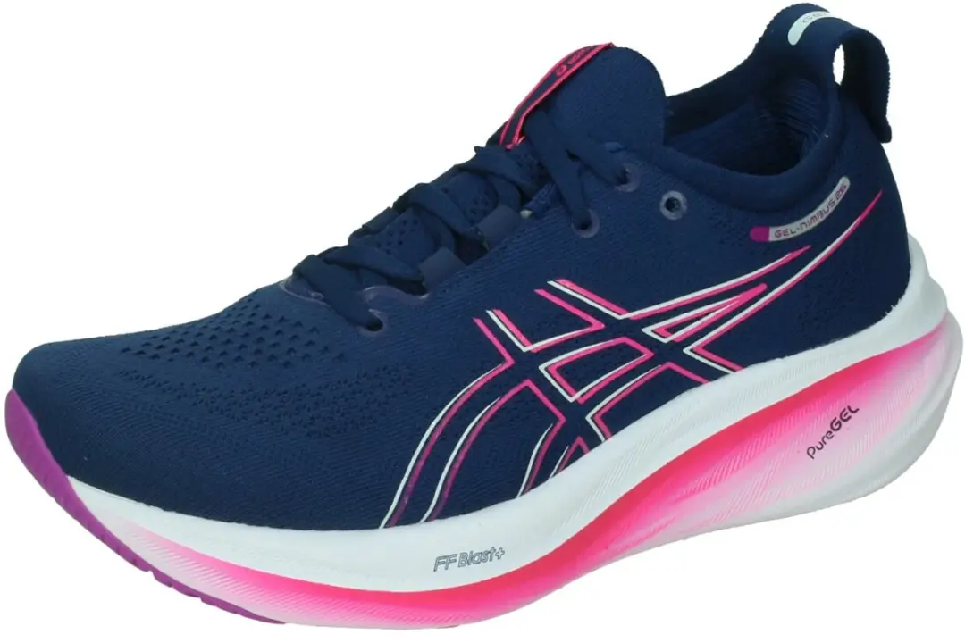 Asics gel-nimbus 26 in de kleur marine.