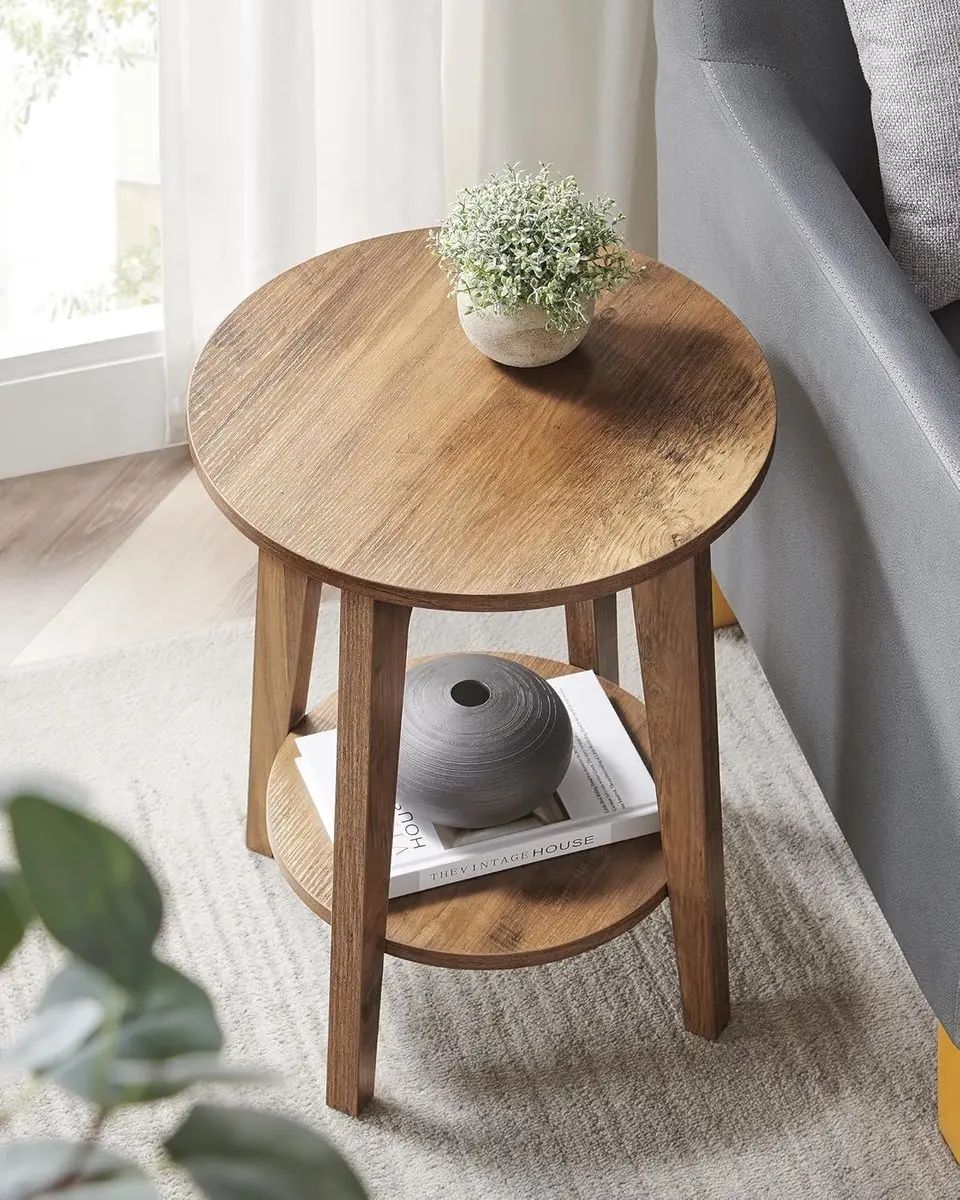 Songmics LET283T41 Ronde Bijzettafel - Honingbruin - afbeelding 2 van 6