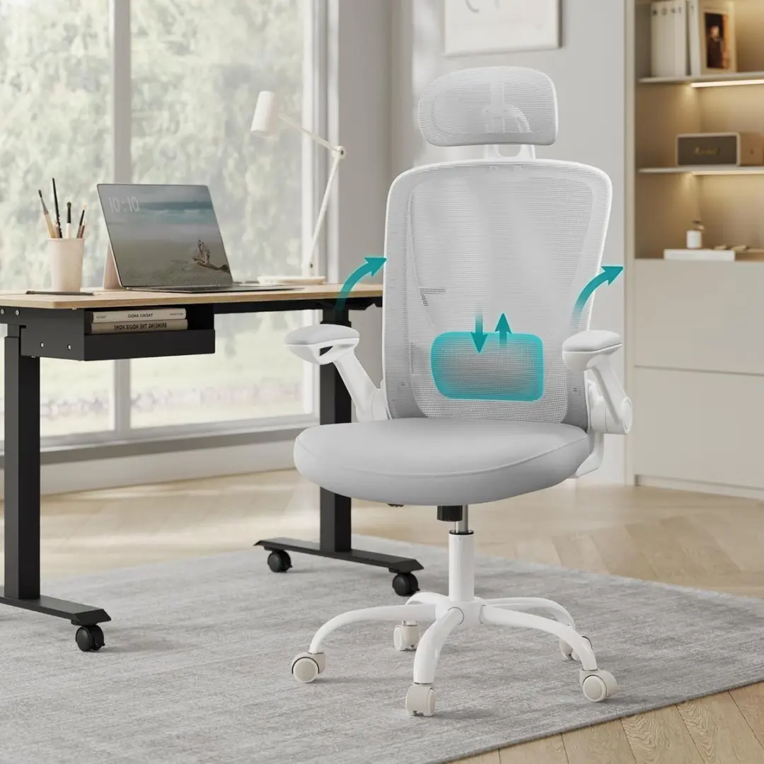 Songmics OBN047G01 Ergonomische Bureaustoel - Duifgrijs - afbeelding 5 van 6