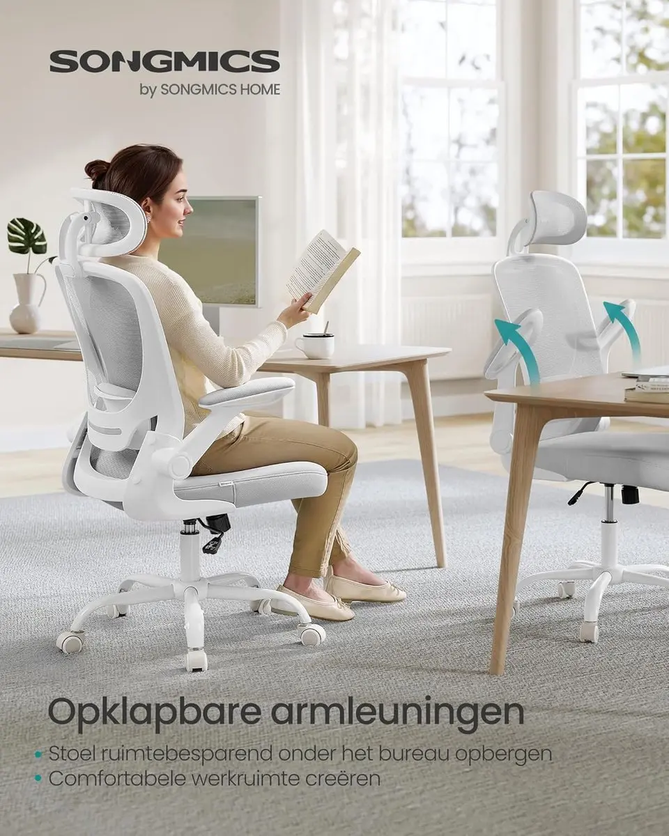 Songmics OBN047G01 Ergonomische Bureaustoel - Duifgrijs - afbeelding 6 van 6