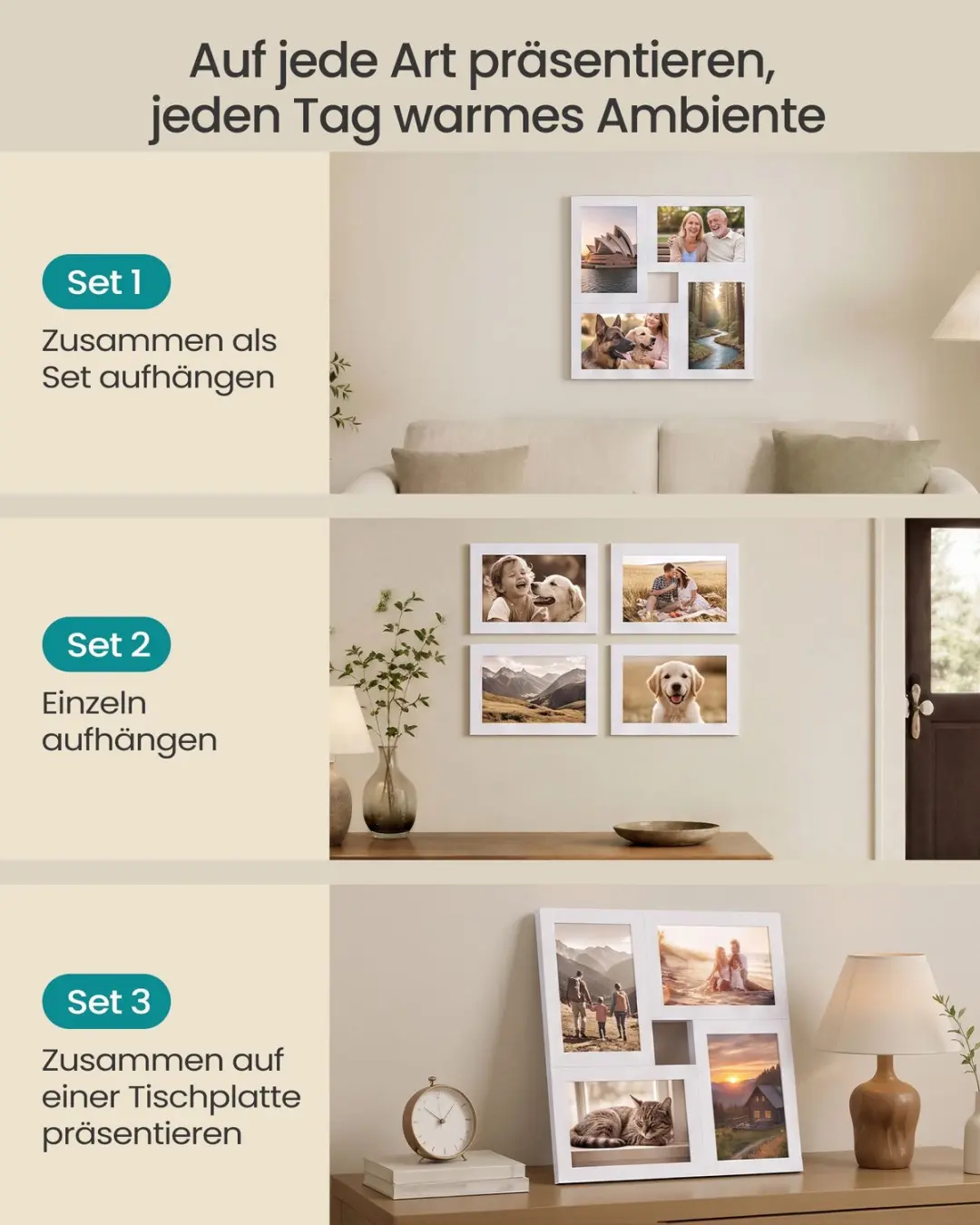 Songmics Fotolijsten Set 4x 10x15cm Wit - afbeelding 6 van 6