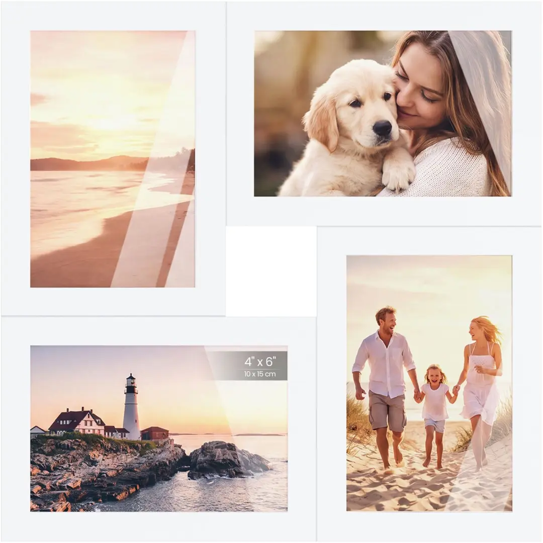 Songmics Fotolijsten Set 4x 10x15cm Wit