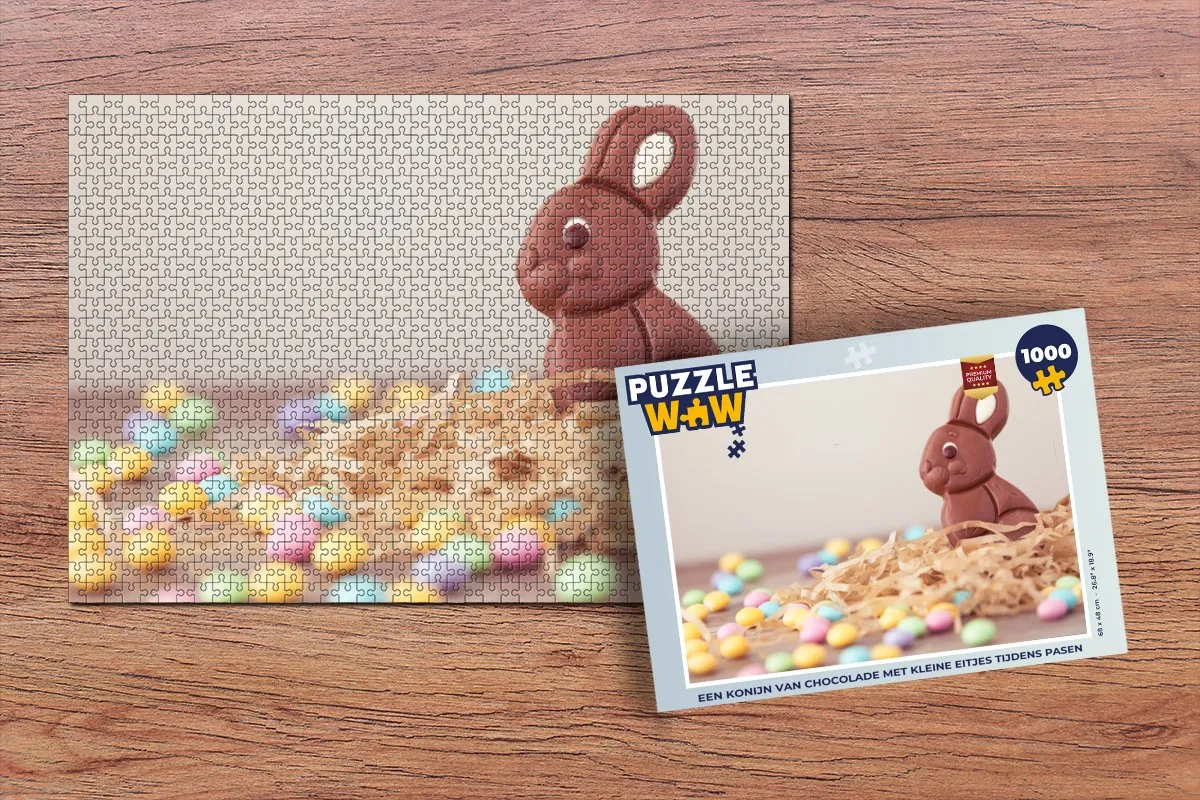 PuzzleWow Konijn van Chocolade Pasen Legpuzzel 1000 Stuks - Multicolor