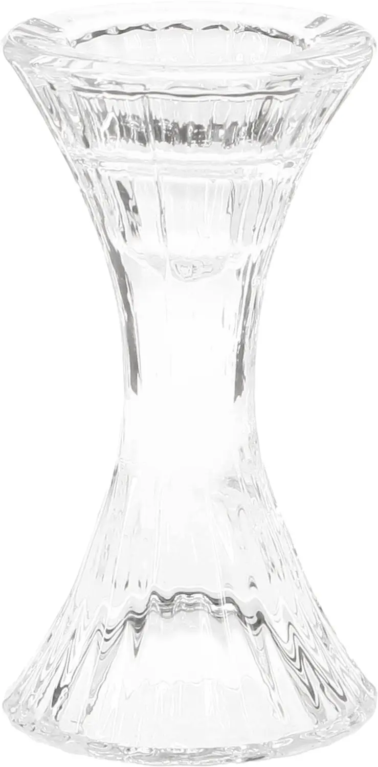 Kaarshouder glas rond stokkaarshouder Ø7cm H13cm 2st