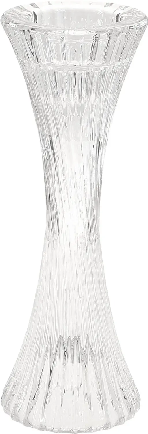 Kaarsenhouder glas helder stok kaarshouder groeven H20cm 2 stuks