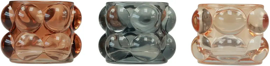 Theelichtglas getinte theelichthouder glas Ø8cm H6,5cm 3st
