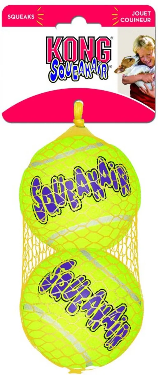 KONG Air Squeaker Tennisbal Groen - 2 Stuks