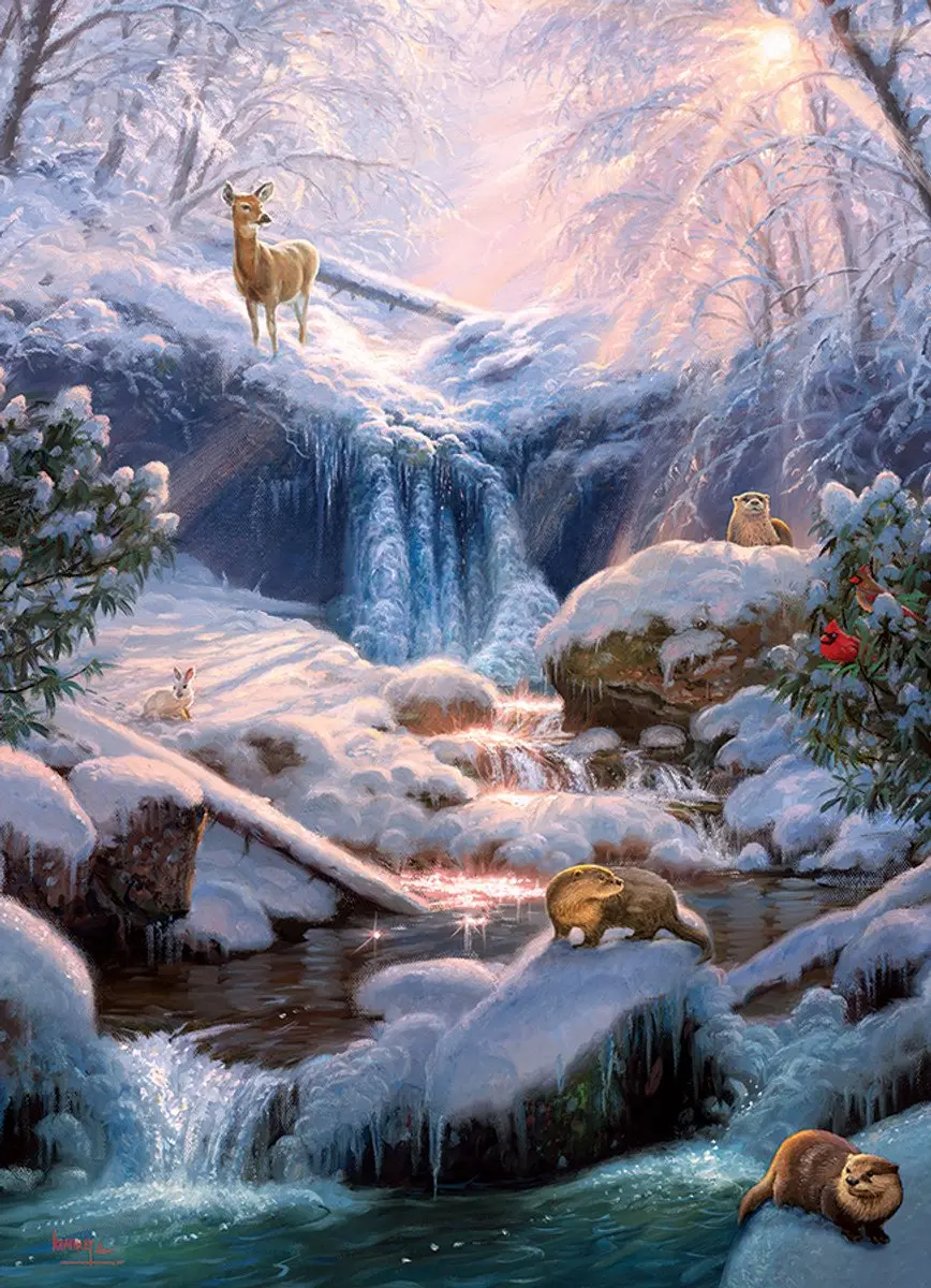 Cobble Hill Mystic Falls in Winter Legpuzzel 1000 Stukken - afbeelding 4 van 5