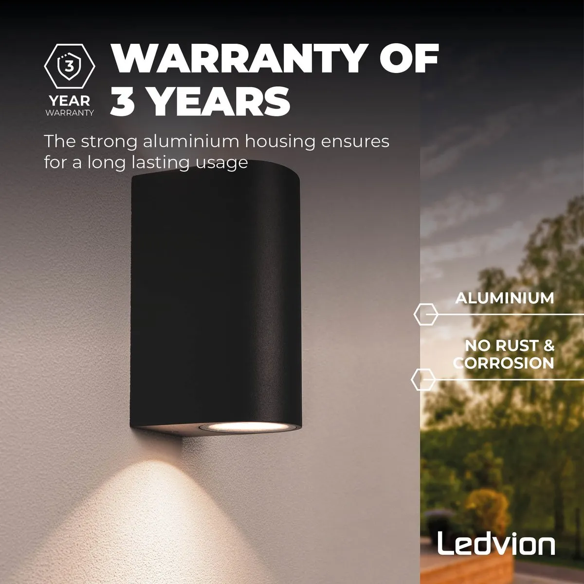 LEDVION Douglas Wandlamp 2x 0.5W 2700K - Zwart