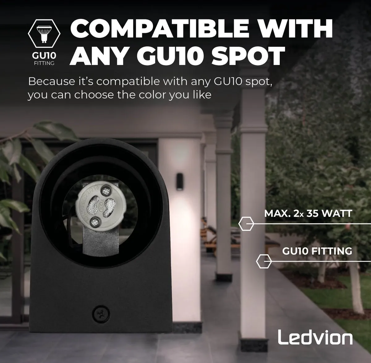 LEDVION Douglas Wandlamp 2x 0.5W 2700K - Zwart