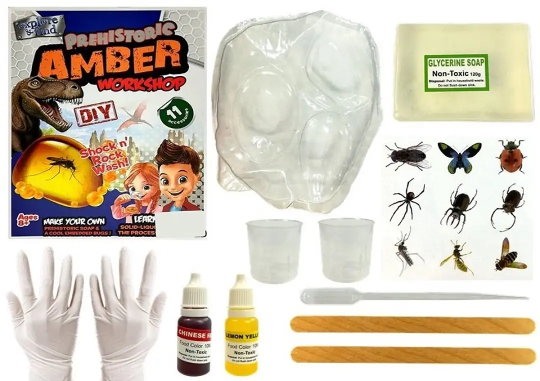 Lean Toys Prehistorie Creatieve Set Amberkleurige Insecten