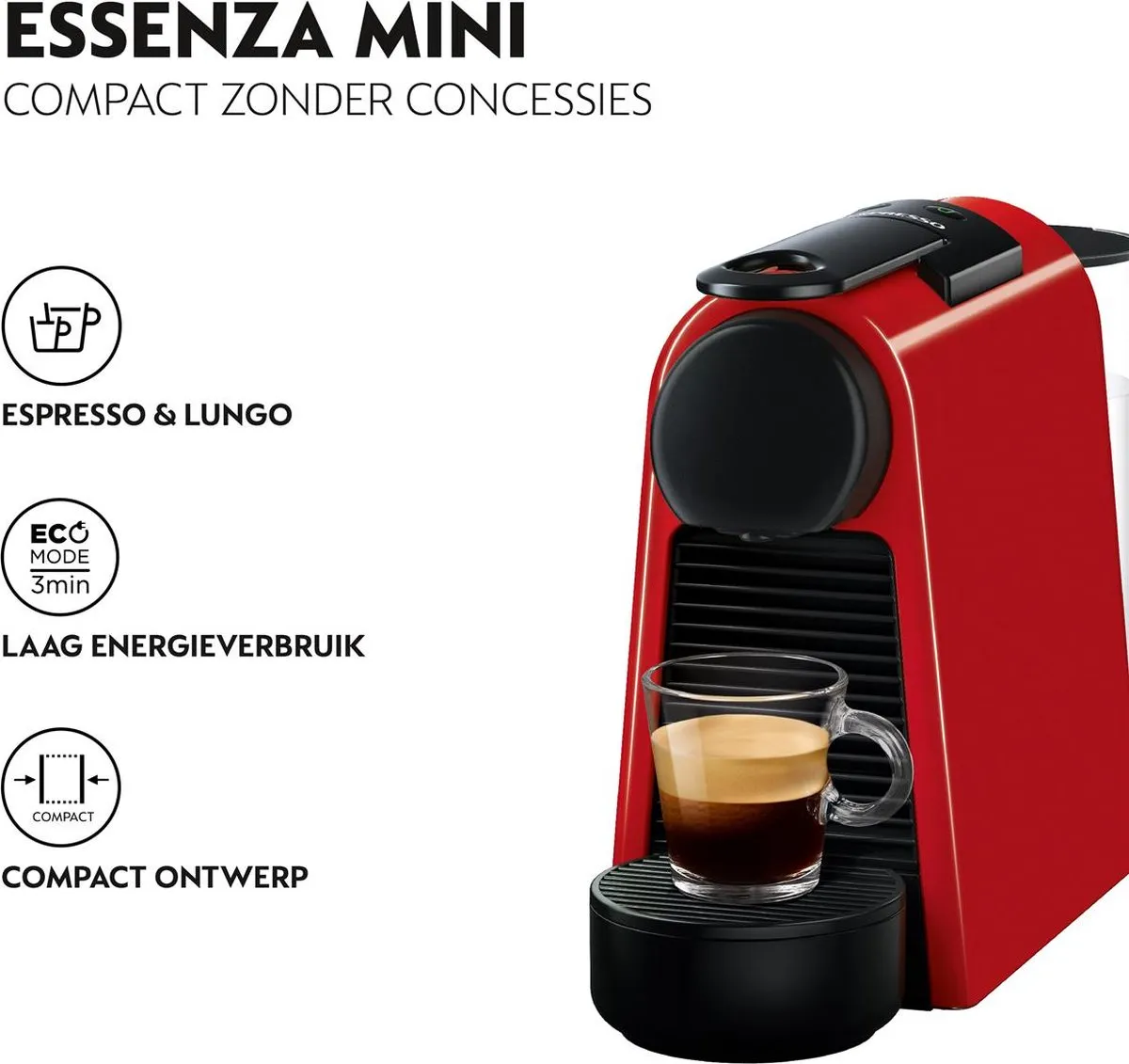 De'Longhi Nespresso Essenza Mini EN85.R Koffiecupmachine - Rood