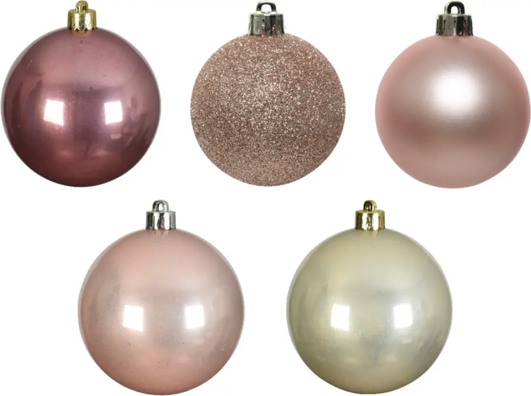 Decoris Kerstballen 30 Stuks - 6cm Roze/Champagne - afbeelding 2 van 3
