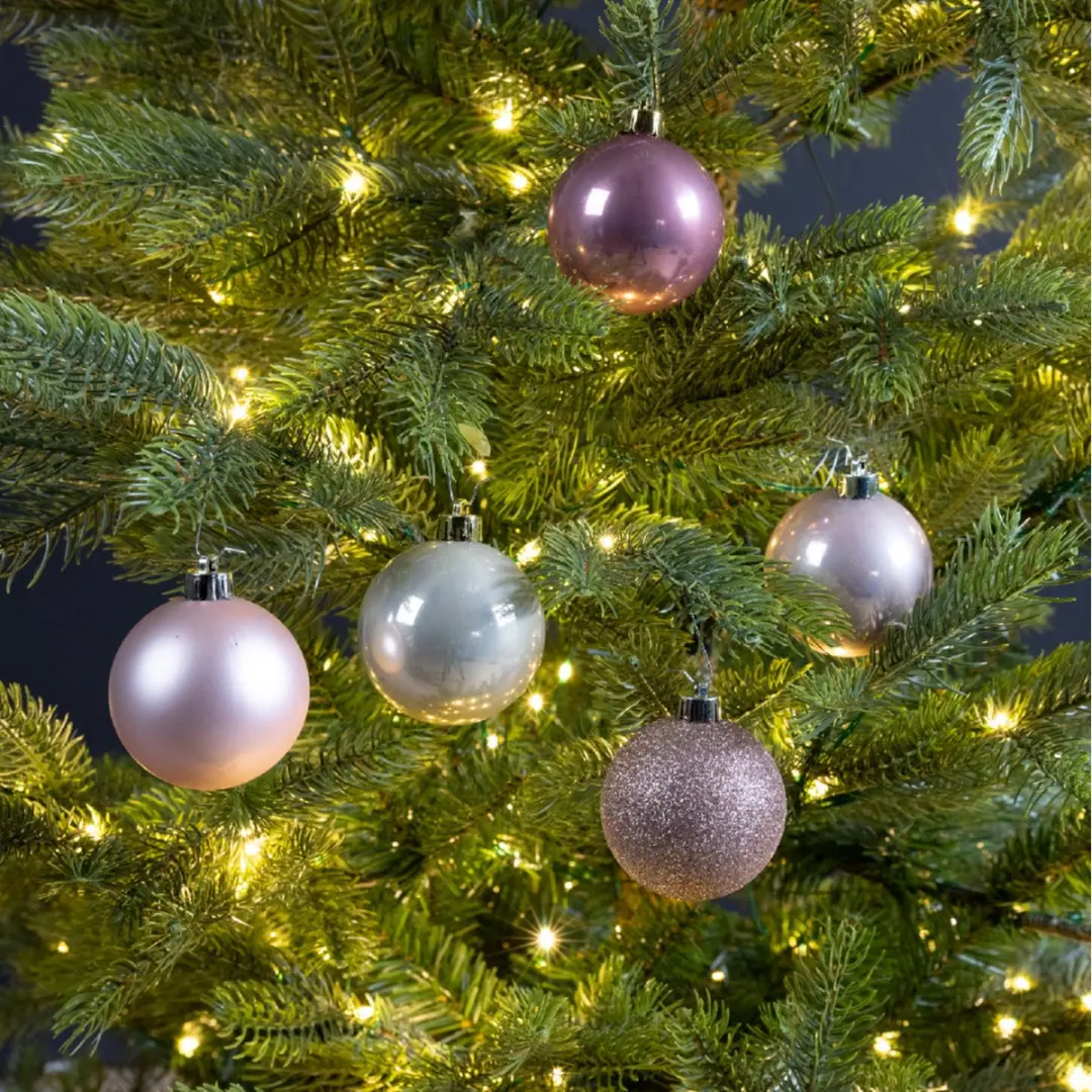 Decoris Kerstballen 30 Stuks - 6cm Roze/Champagne - afbeelding 3 van 3