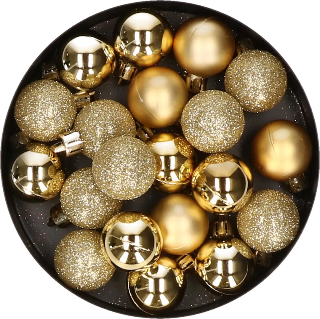 60x stuks kleine kunststof kerstballen goud 3 cm mat/glans/glitter