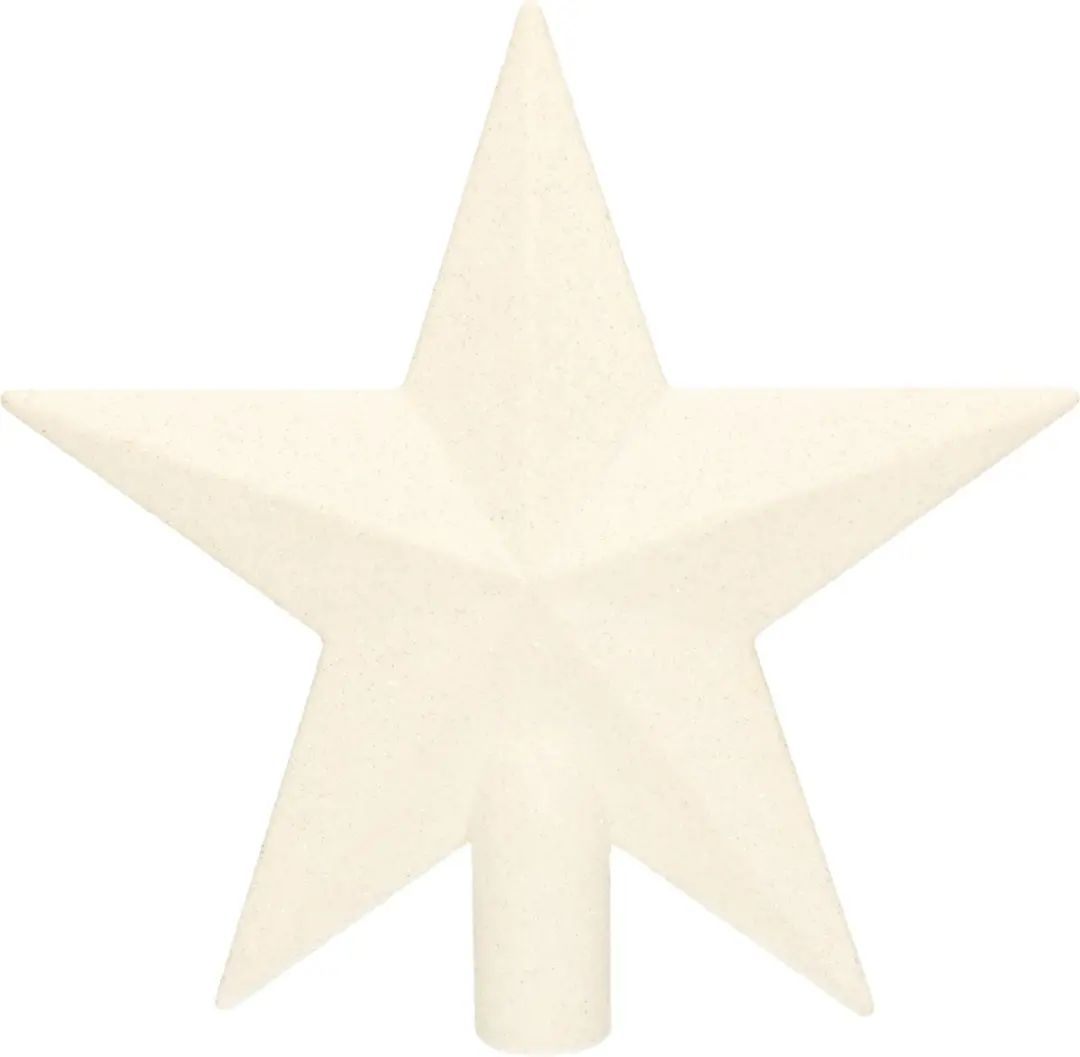 Decoris kerstboom piek - ster vorm - wit - glitter - 19 cm - kunststof - kerstpiek