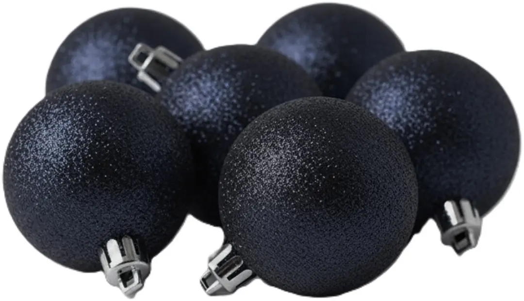Cosy & Trendy Kerstballen - 6x st - donkerblauw - glitters - 6 cm - kunststof - kerstversiering