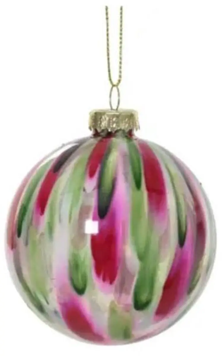 Kerstbal Transparant met Roze, Rode en Groene Kleuren