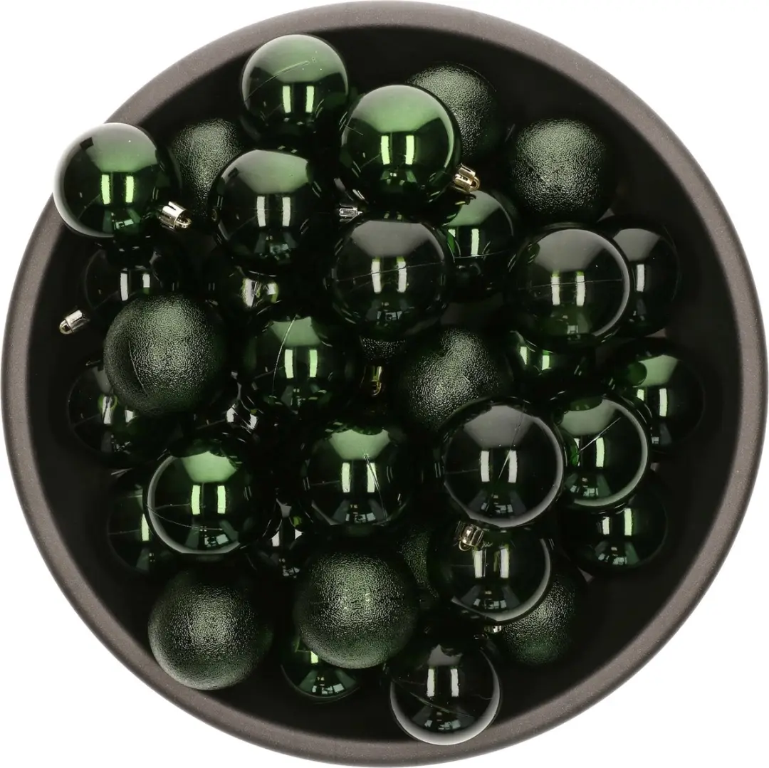 Decoris kerstballen - 25x stuks - 6 cm -kunststof - donkergroen