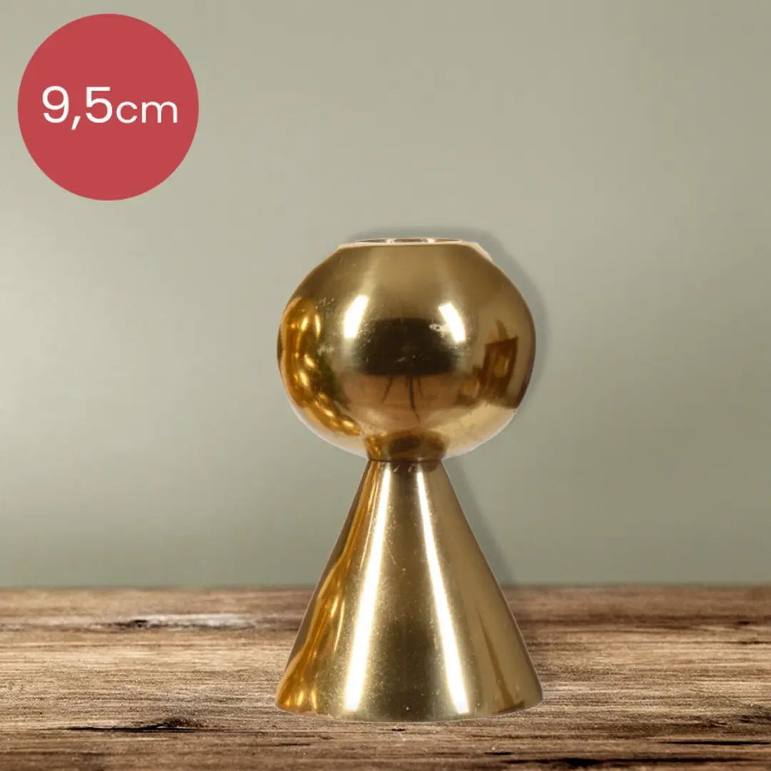 Gouden aluminium kegel kandelaar voor 1 kaars