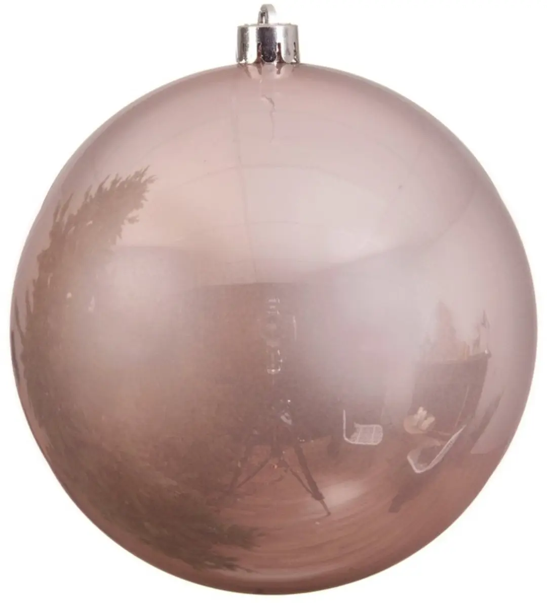 Decoris Kerstbal - 5x - lichtroze - groot - 14 cm - kunststof - glans - kerstversiering