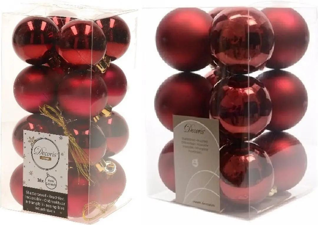 Kerstversiering kunststof kerstballen donkerrood 4-6 cm pakket van 40x stuks