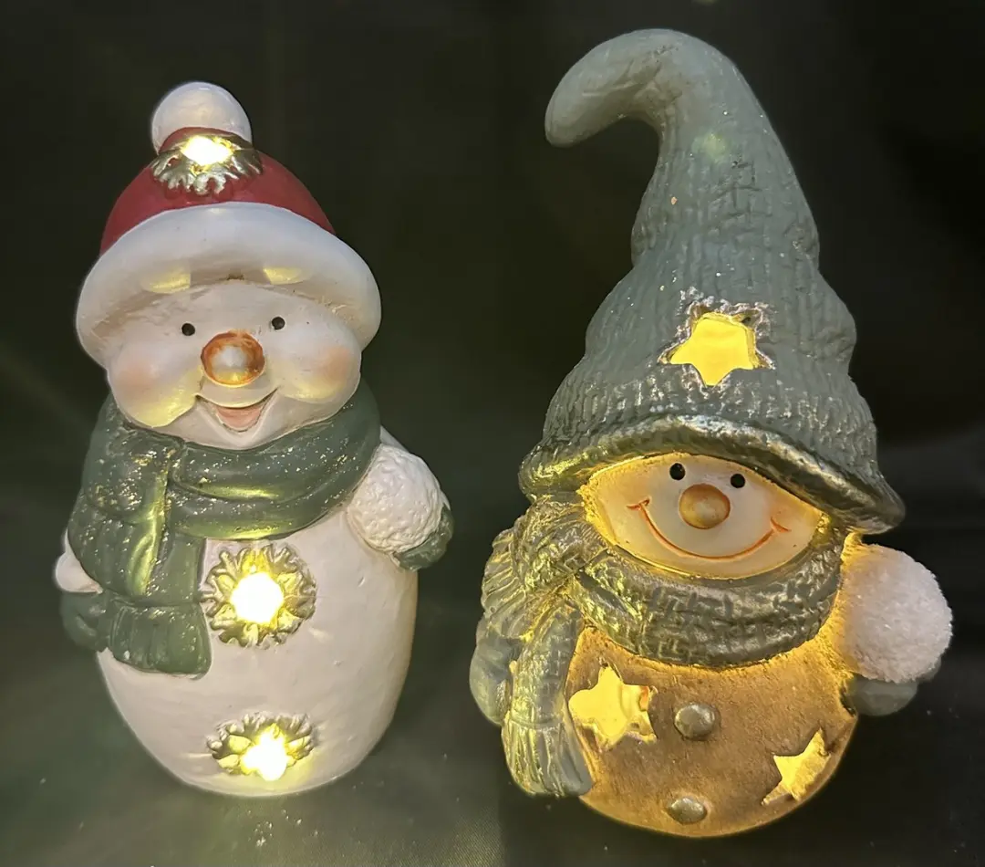 Kerstbeeldjes Sneeuwpoppen met LED