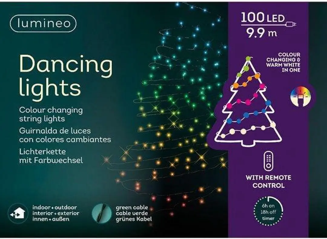 Lumineo Slimme Kerstboomverlichting RGB-W 9,9m - 100 Lampjes - afbeelding 2 van 5
