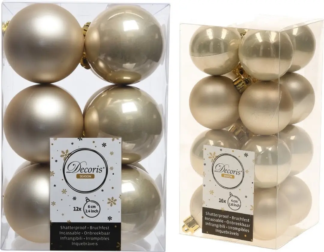 Kerstversiering kunststof kerstballen parel/champagne 4-6 cm pakket van 40x stuk