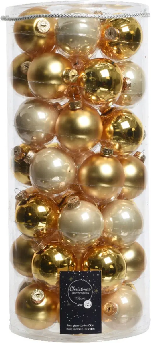 Decoris Kerstballen Set 49 Stuks - Glas 6cm Parel/Goud