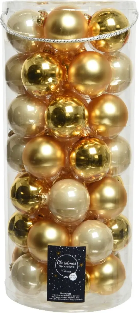 Decoris Kerstballen Set 49 Stuks - Glas 6cm Parel/Goud - afbeelding 4 van 4