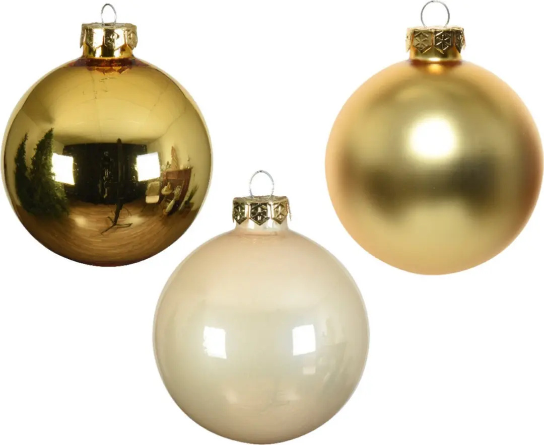 Decoris Kerstballen Set 49 Stuks - Glas 6cm Parel/Goud - afbeelding 2 van 4