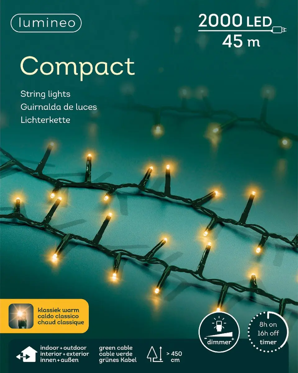 Lumineo 45m LED Kerstverlichting 2000L - Goud - Dimbaar - afbeelding 2 van 6