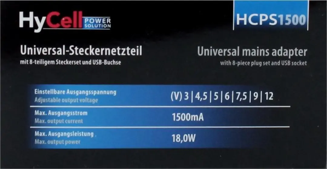 HyCell Universele Oplader 1201-0008 - 1500mA - afbeelding 5 van 6