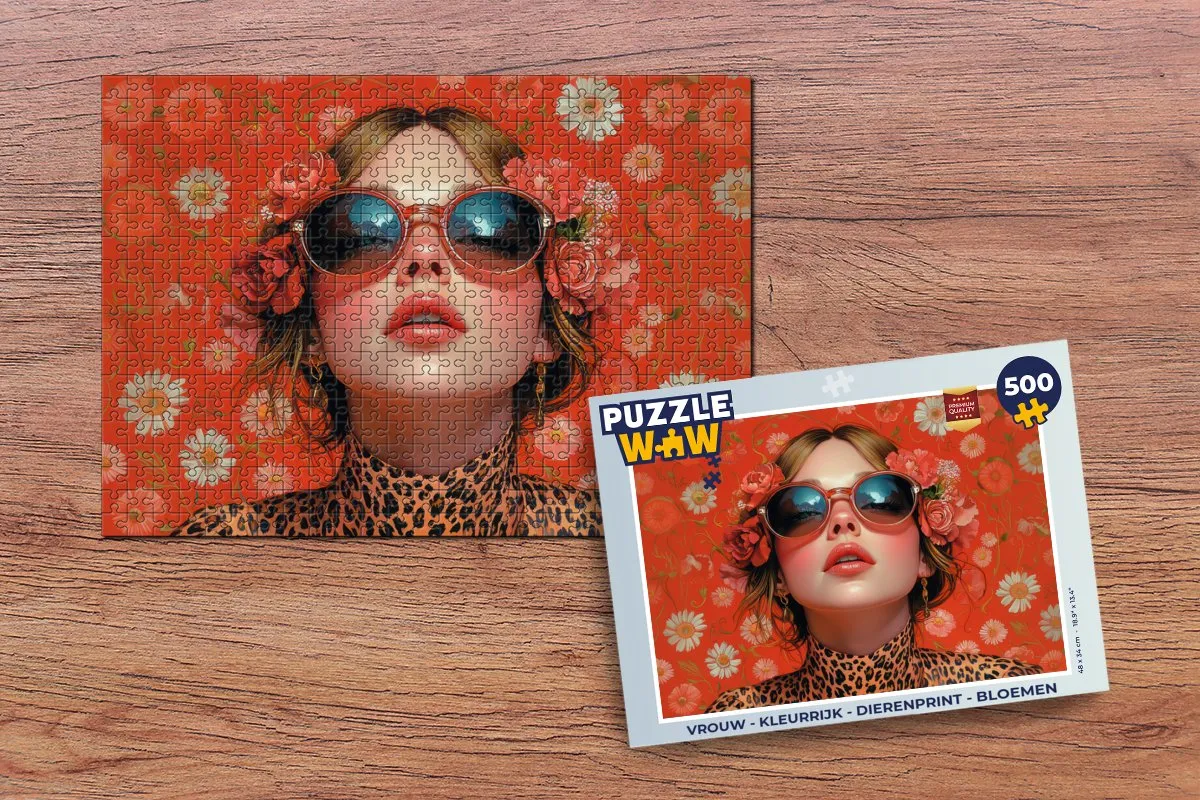 PuzzleWow Vrouw Legpuzzel 500 Stuks - Bloemenprint - Rood